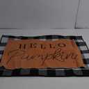 Tinideya 2 Pcs Fall Door Mat Hello Pumpkin Welcome Non Slip Coir Mats Thanksgiving Black White Plaid Harvest Floor Layering Doormats Seasonal for Front Porch Entryway Decor( Black White Plaid)
