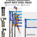 32ft Portable Outdoor Volleyball Net Set for Grass Backyard Beach with 1.25" Height Adjustable Steel Poles, 28-ply Durable PE Net, PU Volleyball & Pump, Carry Bag (Dark Blue + Light Blue, 32ft)