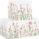 Clastyle Pink Wild Flower Kid Storage Basket Set Spring Butterfly Plants Foldable Closet Clothes Organizer Nursery Toddler Toy Bin Women Girl Book Shelf Basket, 11.8x11.8x11.8 in