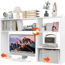 Aetheris Desktop Bookshelf, 43Adjustable Office Desktop Organizer Shelf, Countertop Storage Hutch with 4 Shelves for Computer Desk, Adjustable Desk Hutch, Wooden Desktop Bookcase for Dorm Office Home