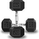 Balelinko Rubber Grip Encased Dumbbell Cast Iron Weight with Anti-Slip Handle Dumbbell -Strength Training Equipment - Home Gym Accessories - Full Body Workout - Muscle Building (e. 20 LB Pair (2 x 20 lb))