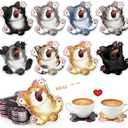 Baderke 16 Pack Funny Cat Coaster Acrylic Decorative Drink Coasters Gift for Cat Lovers Women Mom Desk Tabletop Protection Car Front Mirror Ornament Kitten Them Birthday Christmas Housewarming