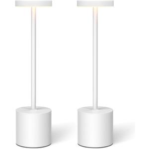 Swinerton White Rechargeable Cordless Table Lamps Set, 5000mAh Battery Powered Wireless Table Light, Portable LED Desk Lamp, 3 Color Dimmable Lighting for Restaurant Dining Patio Outdoor Bedroom