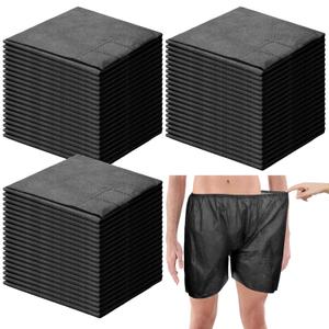 100 Pcs Disposable Exam Shorts Medical Patient Short Unisex Exam Wear Non Woven with Elastic Waistband Large Bottoms for Examination Massage Spray Tan Spa(Black)