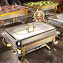 Chafing Dishes for Buffet 4 Pack, 9QT [Elegant Gold and Silver Colors] Food Warmers for Parties Buffet [Sturdy and High Grade] Chafing Dish Buffet Set for Any Party with Complete Set