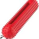petizer Dog Squeaky Toys for Aggressive Chewers, Tough Toothbrush Dog Chew Toy, Nearly Indestructible Rubber Toys for Pet Training, Teeth Cleaning, Playing and Chewing for Medium & Large Breeds (Red)