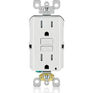 Leviton GFCI Outlet, 15 Amp, Self Test, Tamper-Resistant with LED Indicator Light, Protection from Electric Shock and Electrocution, GFTR1-W, White