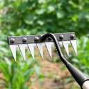 Gardenia Iron Weeding Rake 2.0, Iron Rake for Gardening and Weedings, 2025 Heavy-Duty Garden Hand Weed Puller Tool for Yard Lawn and Garden 5/6/7/8 Teeth Carbon Steel Garden Weeder Rakes (7 Tines)