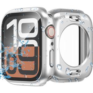 YIJDACASE [3 in 1] Waterproof Case for Apple Watch Series 11/10 46mm,Built-in Tempered Glass Screen Protector,360 Full Coverage PC Bumper,Sensitive Touch Protective Cover,Silver