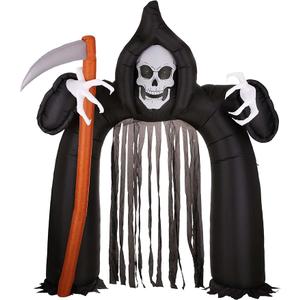 Fun Costumes 9.5ft Inflatable Grim Reaper Arch, Outdoor Decoration, Black Air-Blown Graveyard, Front Yard Display Decor