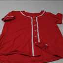 YWIES Womens Button Down Baseball Jersey, Blank Softball Team Uniform, Hip Hop Hipster Short Sleeve Active Shirts, Red, Large