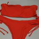 Milumia Women's 2 Piece Bandeau Bikini Sets Rib Knit Drawstring High Cut Swimsuits, Size -XL