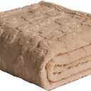 FY FIBER HOUSE Flower Bed Blanket Ultra Soft Blanket Fuzzy Queen Blanket for Bed Couch Sofa, 90"x90", Khaki