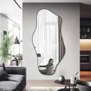 Irregular Mirror, Asymmetrical Full Length Mirrors, 59"x25.5" Large Cloud Shaped Mirrors Decorative for Living Room Bathroom Bedroom Hallway Entryway Fireplace (Black)