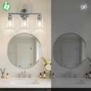 3-Light Bathroom Vanity Light Fixture, Modern Wall Lamp for Mirror with Clear Glass Shade, Silver Finish