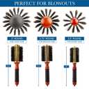 2pcs Small Round Blow Dry Brush - Boar Bristle, Thermal Metal Barrel, Professional Anti-Static Roller Hair Brush for Styling and Blow Drying - Bonus Sectioning Pick - 12 Row, 2.5 - By Cantor