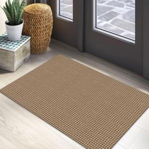 EARTHALL Woven Area Rug 2x3 Ft Washable Rugs for Entryway Braided Non Slip Throw Rugs Door Mat Indoor Outdoor Entrance Small Cotton Woven Carpet for Kitchen Foyer Front Door, Orange/Tan/Brown