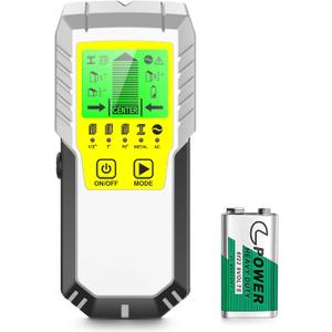 Stud Finder Wall Scanner Sensor - 5 in 1 Stud Sensor Detector Wall Scanner with LCD Display Beam Finders for the Center and Edge of Metal Wood AC Wire Studs Pipe Joist Detection (Yellow)