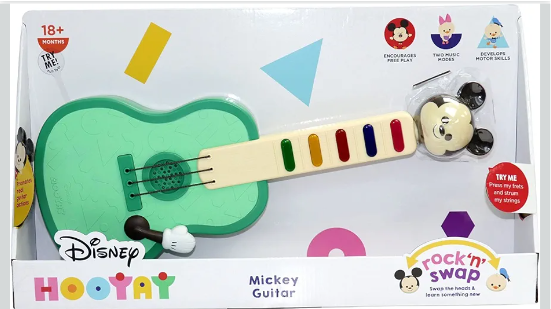 Disney Hooyay Mickey Mouse Musical Guitar Rock n Swap Early Learning Toys for Ages 18 Months and Up, Multicolor (20235)