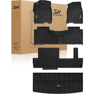 3W Floor Mats & Cargo Liner for 2021-2025 2026 Chevrolet Tahoe/GMC Yukon (Only for 8 Seats, Not for XL), All Weather Protection Anti-Slip & Durable TPE Full Set Liners Automotive Accessories