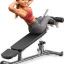 Semi-Commercial Sit-Up Bench with Reverse Crunch Handle for Ab & Core Workout and Decline Bench Press, Adjustable Weight Bench Press Set with 4 Adjustable Heights for Home Gym Strength Training