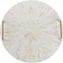 PEMAR Mother of Pearl Decorative Tray, 13"" Round with Gold Metal Handles, Vanity/Perfume/Trinket Tray, Catchall for Dresser, Bathroom, Vanity Table (White Sunlight), PM24-PM15