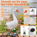 Large Porch Goose Statue with Solar Garden Light,20 Inch Realistic Hand-Painted Goose Sculpture, All-Weather Resin Outdoor Decor for Garden, Yard, Patio, Fits Standard Goose Porch Duck Outfits,White