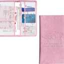 3 x Kewucn Car Registration and Insurance Holder, Leather Auto Glove Box Organizer with Magnetic Shut, Vehicle Compartment Accessories Case for Cards, Driver License & Essential Documents (Large-Pink)