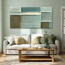 Modern Green White Hand Painted Canvas Wall Art Living Room 24x48 Inch