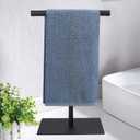 Towel Racks Hand Towel Stand, Countertop T-Shape Stainless Steel Free Towel Rack Stand Storage for Table, Black Towel Ladder Hanger Bar Drying with Heavy Base for Bathroom Kitchen, Bathroom Decor