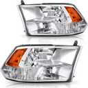 DWVO Headlight Assembly Compatible with 2009-2018 Dodge Ram 1500/10-18 Dodge Ram 2500 3500/19-22 Ram 1500 Classic(Only fit Quad Models) Headlamp Replacement Chrome Housing Amber Reflector