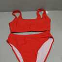 Pink Queen Women's Crop Top High Waisted Cheeky Bikini Set Two Piece Swimsuits (Large, Red)