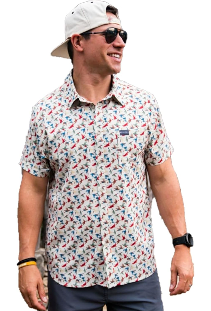 Burlebo Men’s Short Sleeve Performance Button Up – Lightweight, Quick-Dry, Comfortable Shirt for Outdoor & Everyday Wear, Size Small 