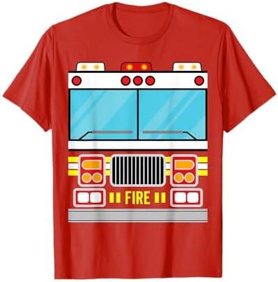 Fire Truck Costume Simple Easy Halloween Group Costume T-Shirt, Large 