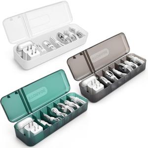 Charger Organizer - 3 Pack Cord organizer With Lid -Stackable Cord Organizer for Drawer- Electronics Organizer for Home Office Desk Organizers