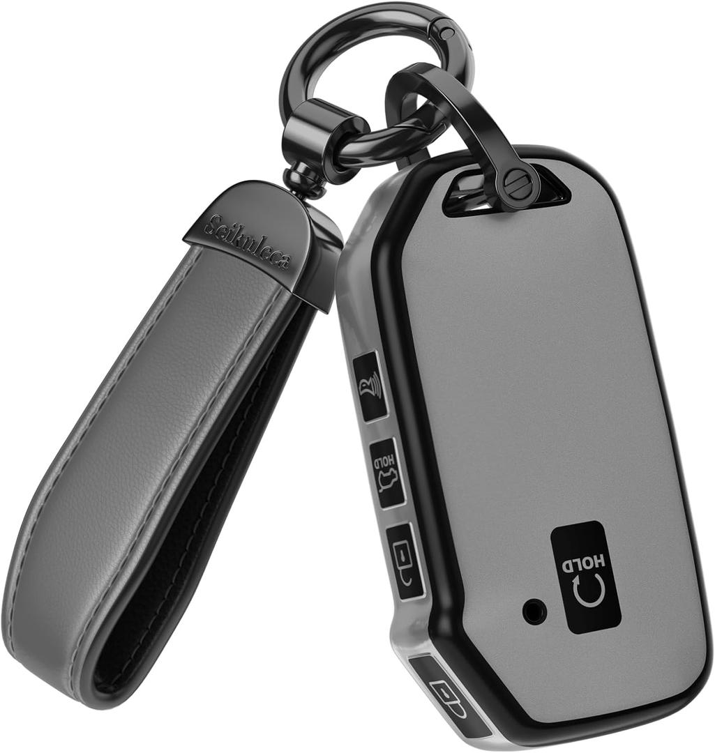 for Kia Key Fob Cover Accessories- Matte TPU Key Fob Cover with Leather Keychain for TellurideCarnival,K5 gt line K5 Forte K4 Sorento Sportage and More (Matte Gray, Model 2)