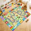 3x5 Feet Educational Area Rug Kids Rugs for Playroom with Alphabet Numbers Shapes Animals Learning Carpet for Bedroom Nursery Classroom Boys Girls Toddler Baby Non Slip Floor Mat