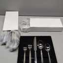 KINGSTONE Silverware Set, 60-Piece 18/10 Stainless Steel Flatware Set - Roman Column Embossed Thick Handle, for Wedding, Home, Restaurant, Kitchen and Party, Mirror Polish & Dishwasher Safe