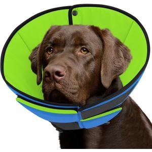 Queenmore Dog Cone XL, Soft Dog Cones for Large Dogs After Surgery, Cone for Dogs to Stop Licking, Elizabethan Collar for Pet, Alternative to Recovery Collar for Large Breeds, Blue&Green XL