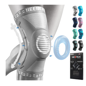 NEENCA Knee Brace for Knee Pain Relief, Compression Knee Support with Side Stabilizers & Patella Pad. Medical Knee Sleeve for Meniscus Tear, ACL,Arthritis,Joint Pain,Injury Recovery,Circulation,Sports (X-Large,Gray)