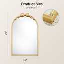 Gold Arch Bow Mirror, 25"x16" Vintage Mirror with Metal Frame