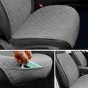 BOPUOVRE Linen Car Seat Covers Front Seat Covers Breathable Cloth Fabric Car Seat Protector - Universal Fit for Cars, Vans, SUVs, Trucks - 2 Units - Gray