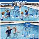 HYES 2 in 1 Pool Basketball Hoop, Floating Pool Toys with 4 Balls/8 Ring Toss Game for Kids Ages 4-8, Indoor Outdoor Water Basketball for Poolside Family Party for Adults Kids 8-12, Blue