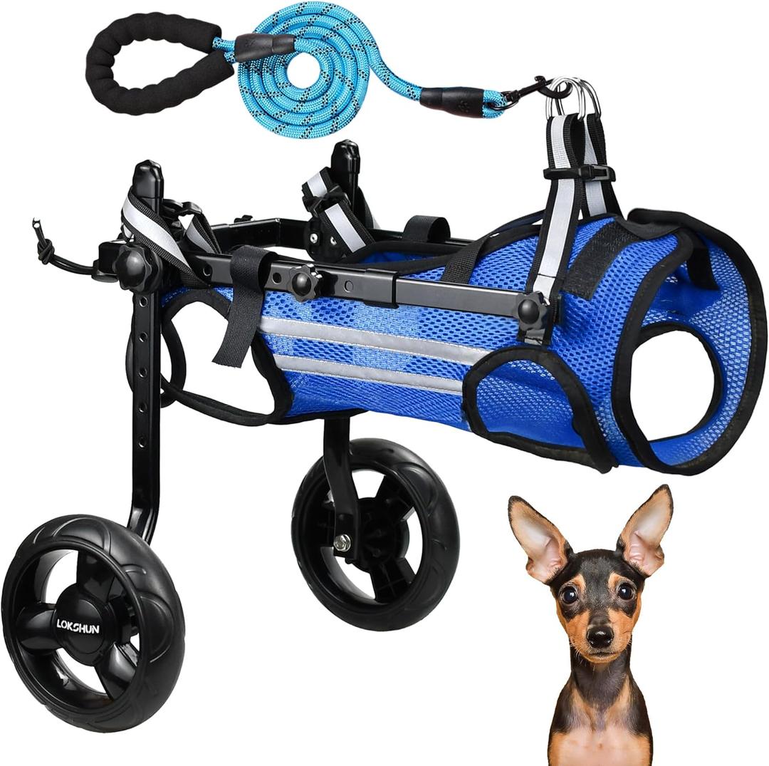 2025 Upgraded Dog Wheelchair for Back Legs Small Wheelchair for Dogs with Disabled Hind Legs Walking Adjustable Dog Carts with Heavy Duty Wheels (XS)