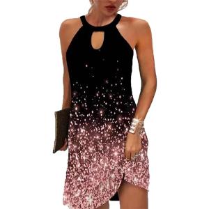 BIRW Women Summer Over The Knee Dress 2025 Casual Floral Halter Beach Vacation Sundresses with Pockets (X-Large, Black Pink Starry Sky) BIRW Women Summer Over The Knee Dress 2025 Casual Floral Halter Beach Vacation Sundresses with Pockets (X-Large, Black Pink Starry Sky)