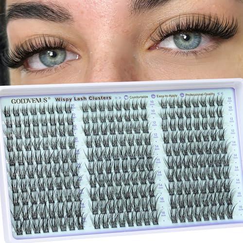 Goddvenus Wispy Lash Clusters Natural Eyelash Clusters No Makeup Look Cluster Eyelash Extensions 10-16mm DIY Lash Extension CC Curve, | F-wispy lash cluster 12-16