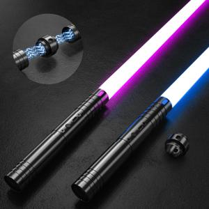 2 Pack Light Saber, 15 Colors and 4 Modes Light up Light Saber for Dueling, 2-in-1 RGB Detachable USB Charge, Gifts Toys for Kids Adults Birthday Christmas Thanksgiving