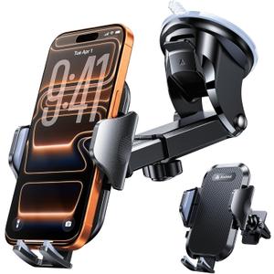andobil [2025 True Military-Grade Car Phone Holder [Upgraded Strongest Suction & Clip] Cell Phone Car Mount Dashboard Windshield Vent,Truck Cradle Stand for iPhone 17 Pro Max 16 15 14 13 12 Android (Black)