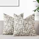 GIGIZAZA Taupe Decorative Throw Pillow Covers Set of 2,18x18 Inch Modern Texture Chenille Jacquard Couch Cushion Pillow Covers Cases for Living Room