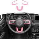 RT-TCZ for Jeep JL Steering Wheel Trim Decal Panel Pink for Jeep Wrangler JL JLU 2018 up for Gladiator JT 2020 up Pink Interior Accessories 3pcs